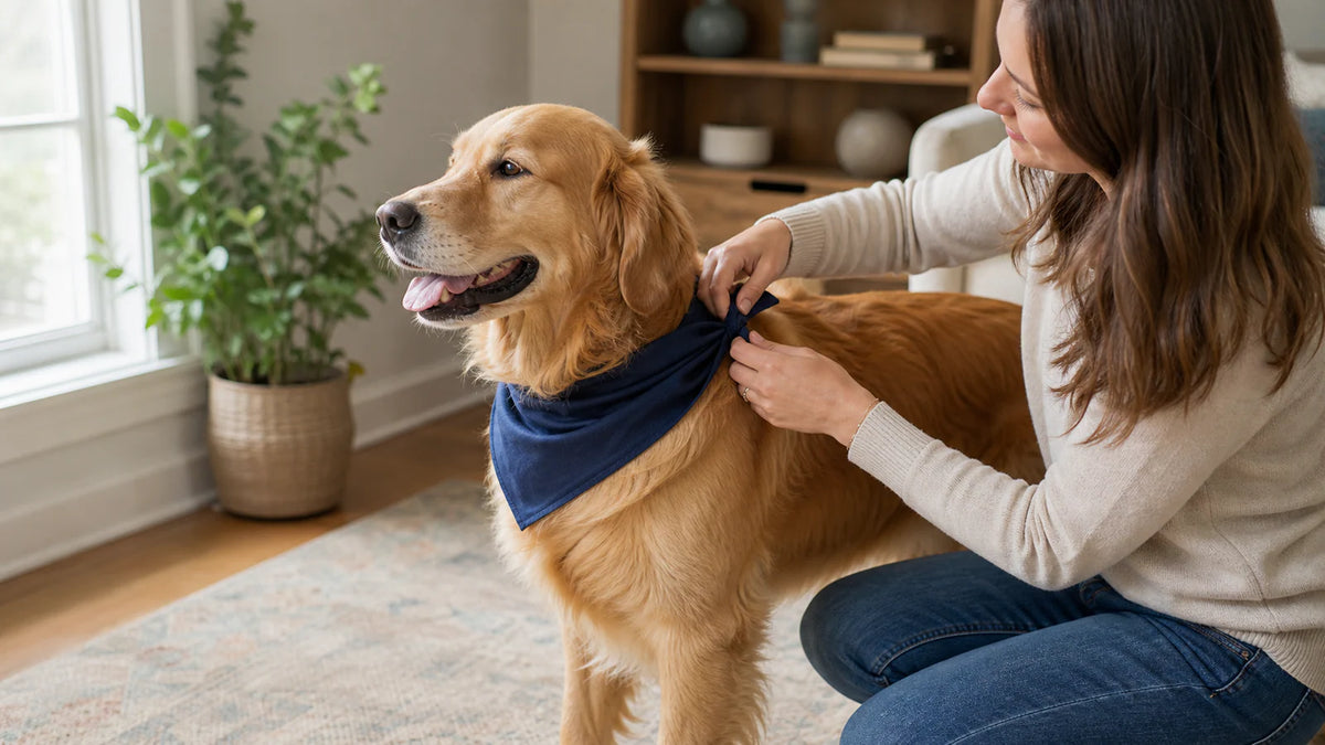 How to Tie a Dog Bandana Safely editorial scene