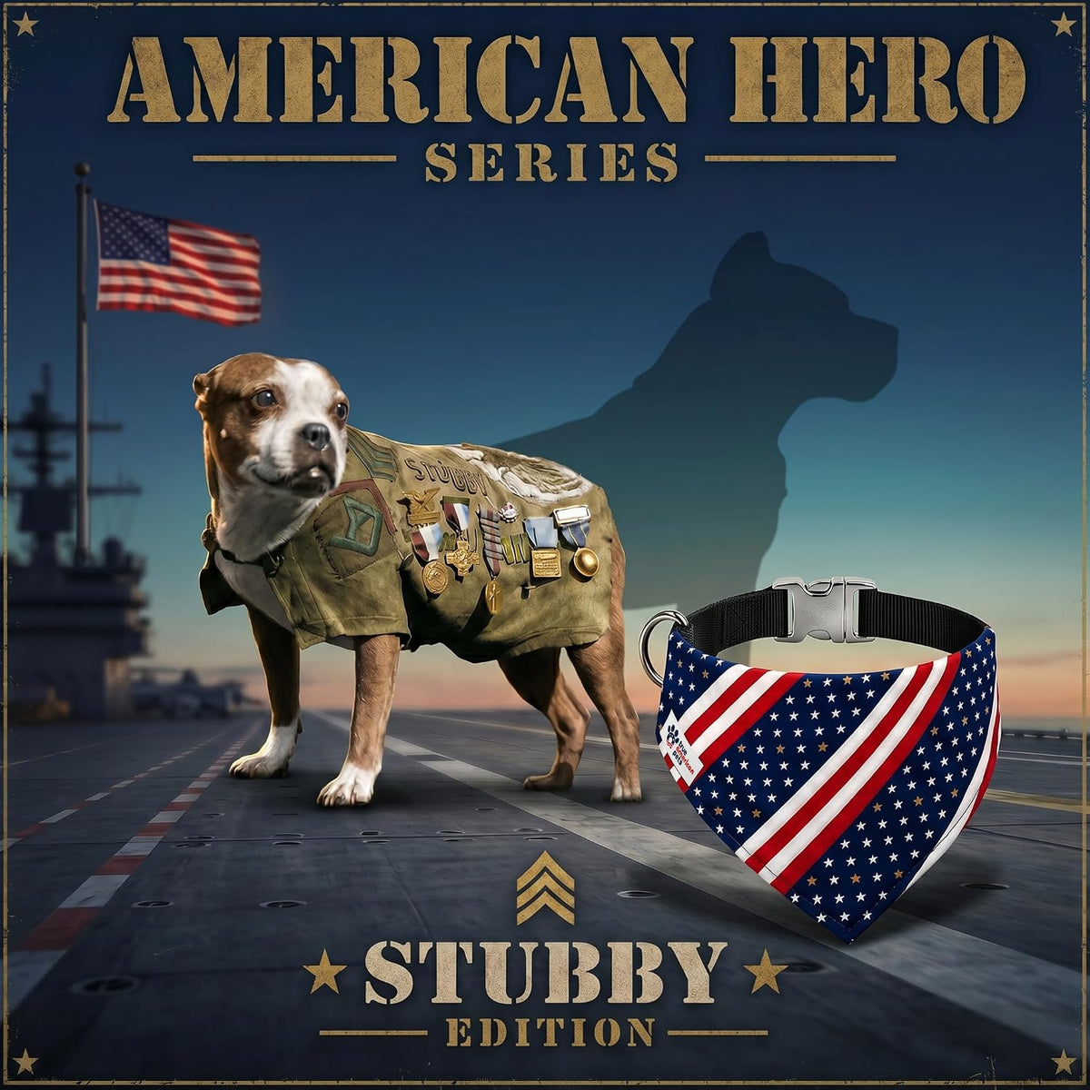 Sgt. Stubby Patriotic Dog Bandana Collar — photo 2
